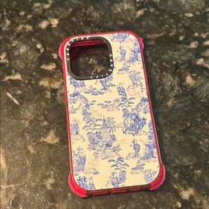 Casetify Pink and Blue Toile Pattern Phone Case